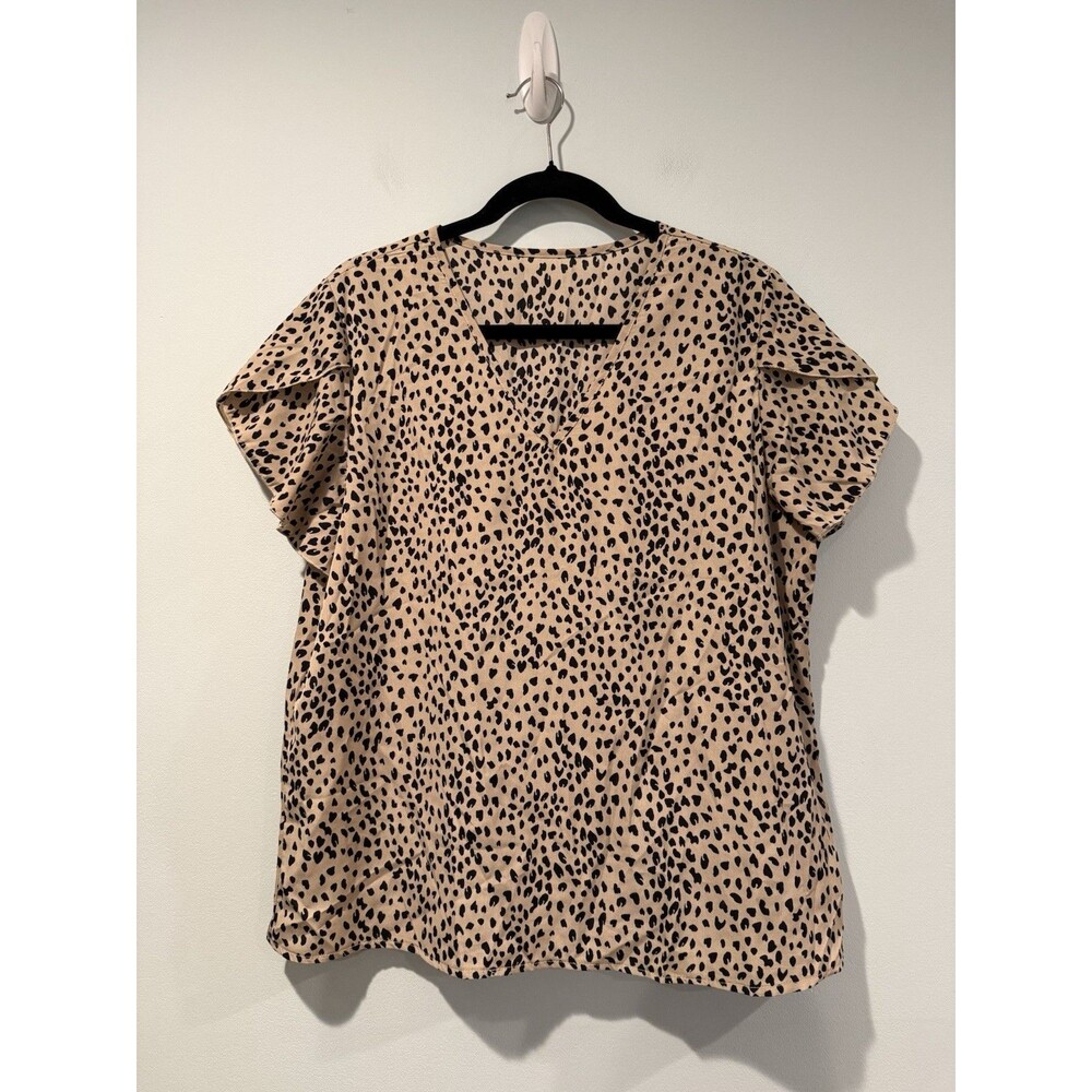 Cheetah Animal Print Top Women XL Lightweight Work Career Office Travel Vacation